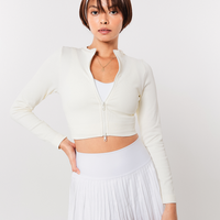 RIBBED MATCH POINT CROP JACKET