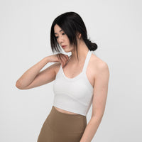 RIBBED WELLNESS HALTER NECK BRA TANK