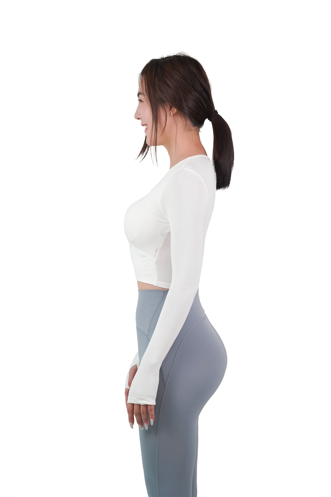 CUT OUT RIBBED LONG SLEEVE TOP
