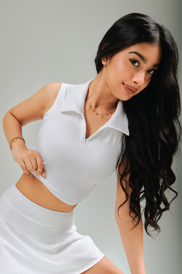 Women's Tennis Outfit in Malaysia. Polo Bra Tank with Collar and Removable Pad. Perfect for Tennis, Golf, Pickleball and anything in between.